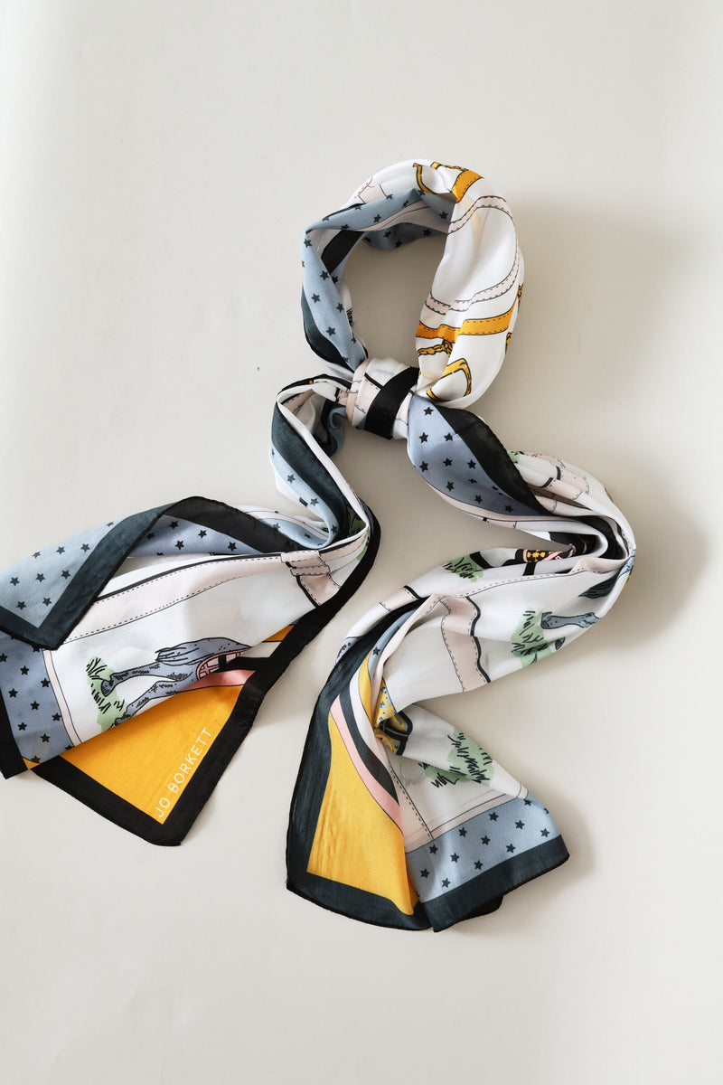 Silk Touch Equestrian Design Scarf - Multi