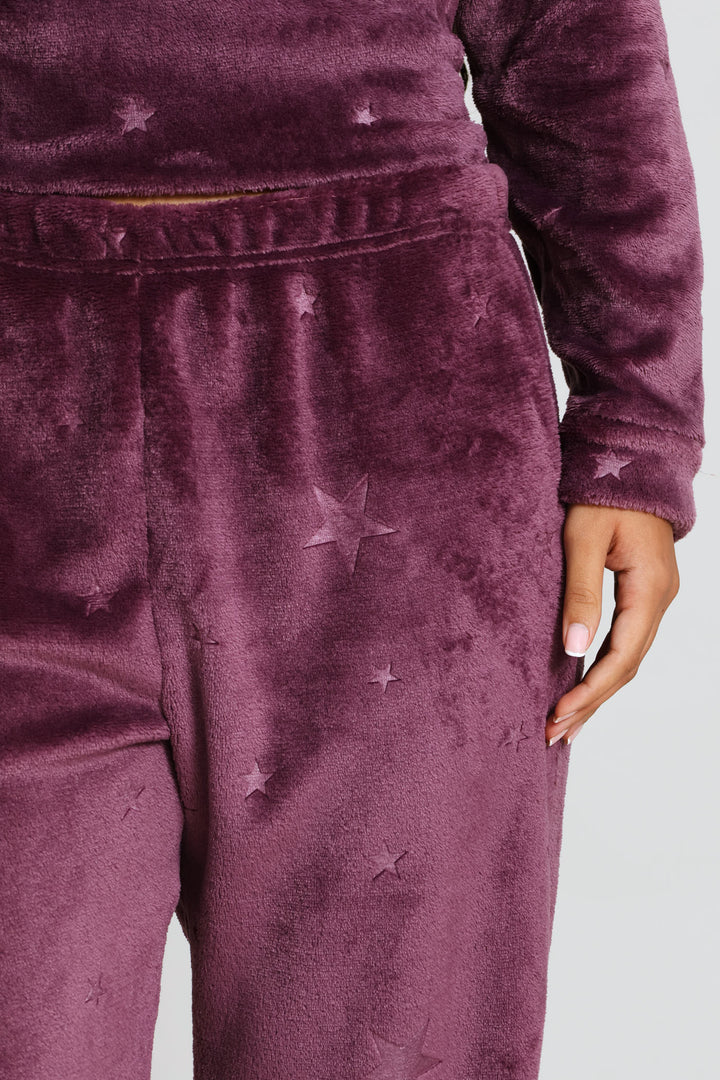 Cosy Long Sleeve & Embossed Jogger Set - Purple