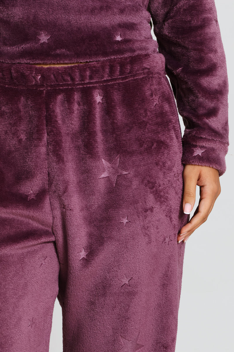 Cosy Long Sleeve & Embossed Jogger Set - Purple