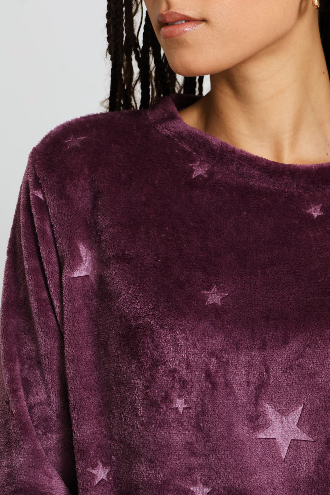 Cosy Long Sleeve & Embossed Jogger Set - Purple