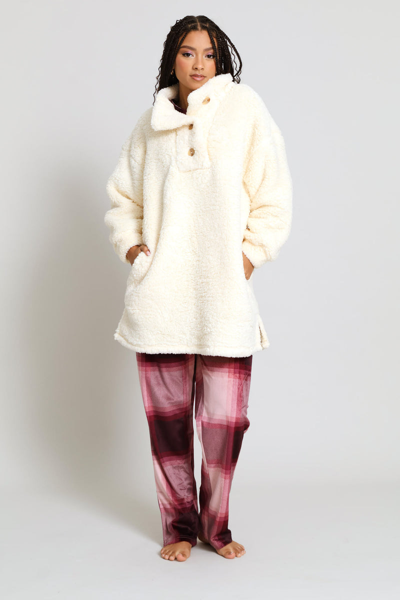 Oversized Funnel Neck Snuggie - Cream