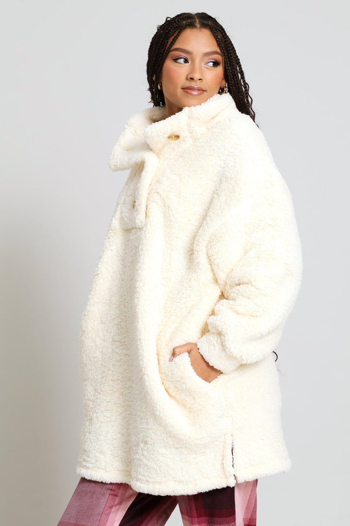 Oversized Funnel Neck Snuggie - Cream