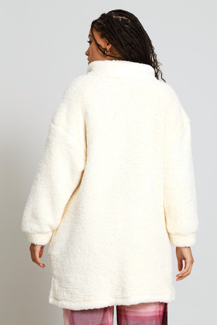 Oversized Funnel Neck Snuggie - Cream
