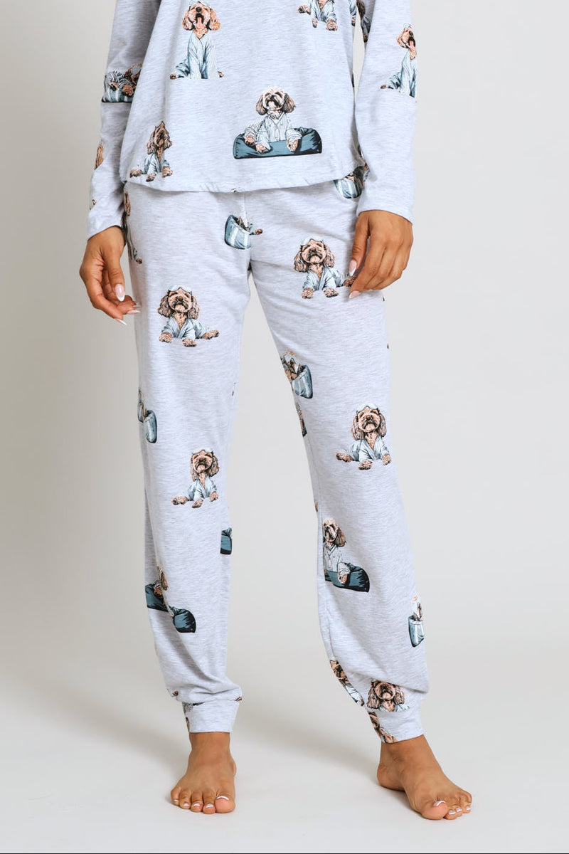Knit Poodle Sleep Jogger - Grey Melange