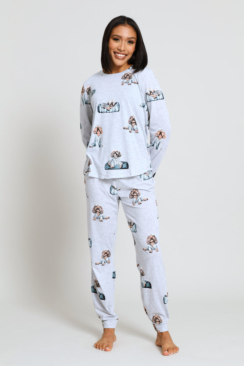 Knit Poodle Sleep Jogger - Grey Melange
