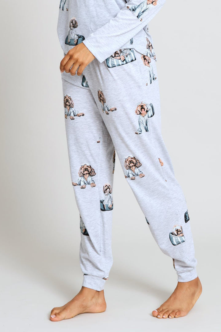 Knit Poodle Sleep Jogger - Grey Melange