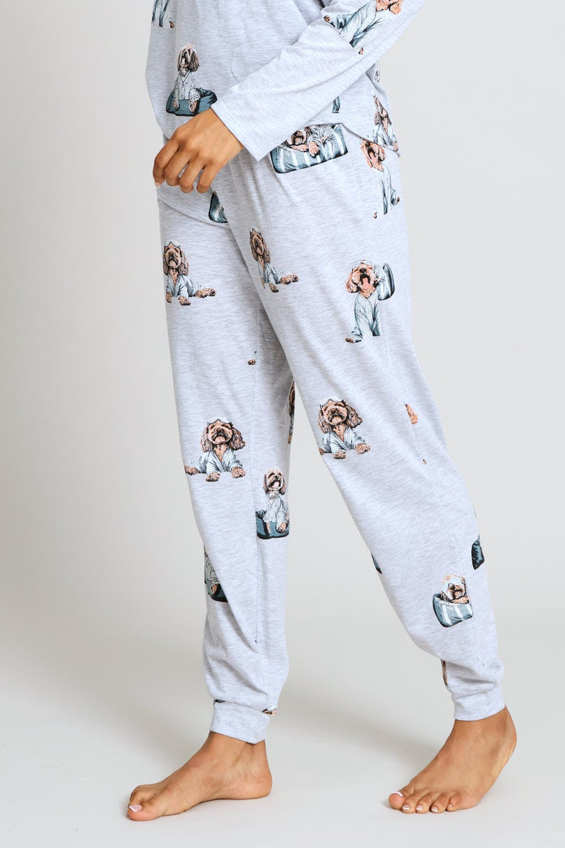 Knit Poodle Sleep Jogger - Grey Melange