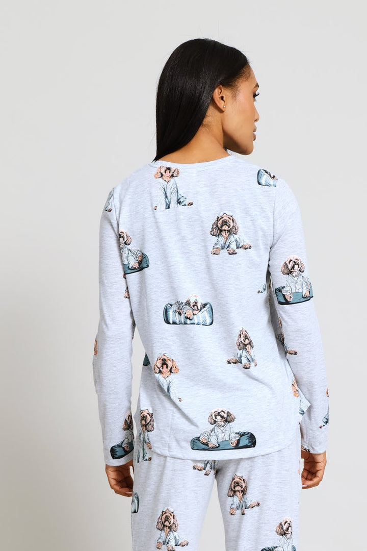 Long Sleeve Poodle Knit Sleep Top - Grey Melange