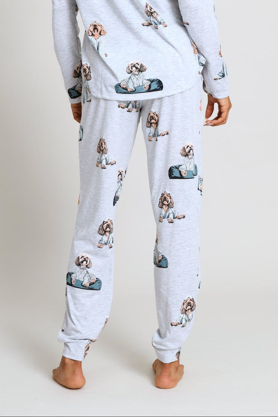 Knit Poodle Sleep Jogger - Grey Melange