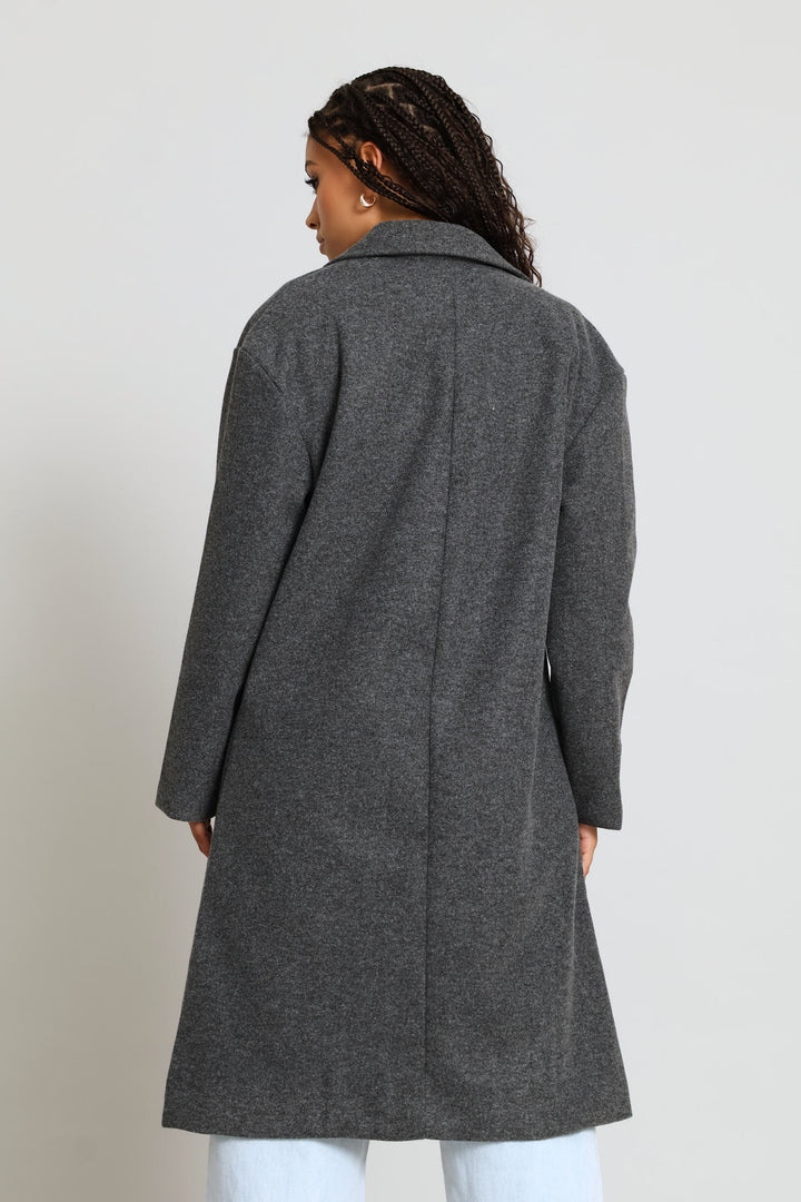 Melton Trench Coat - Charcoal