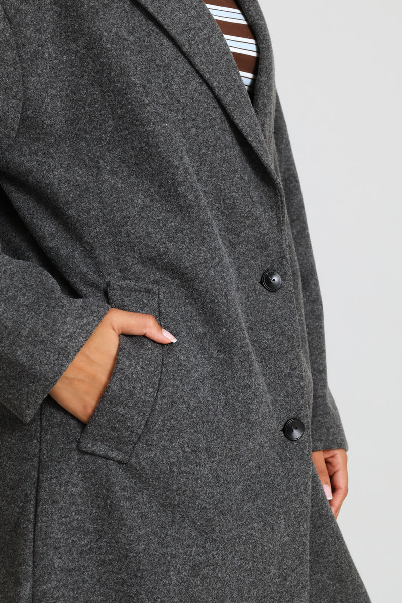 Melton Trench Coat - Charcoal