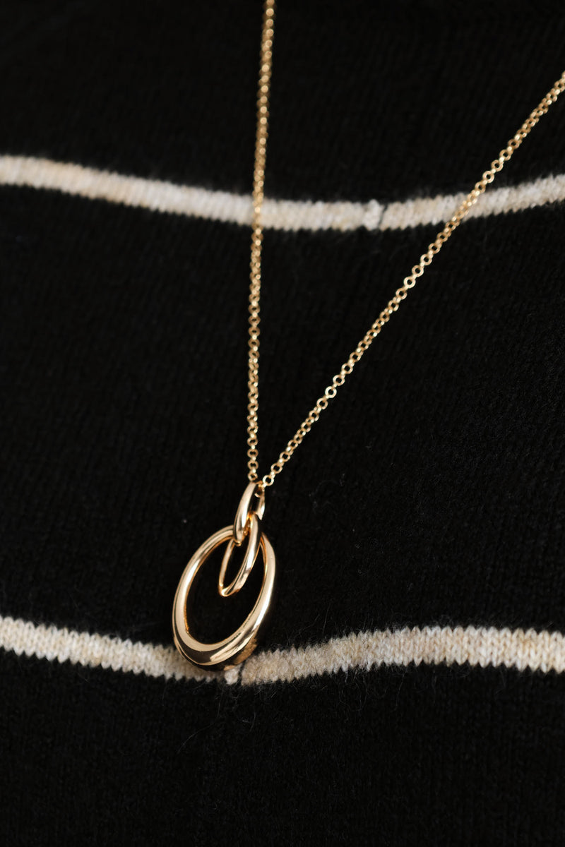 Long Oval Link Pendant Necklace - Gold