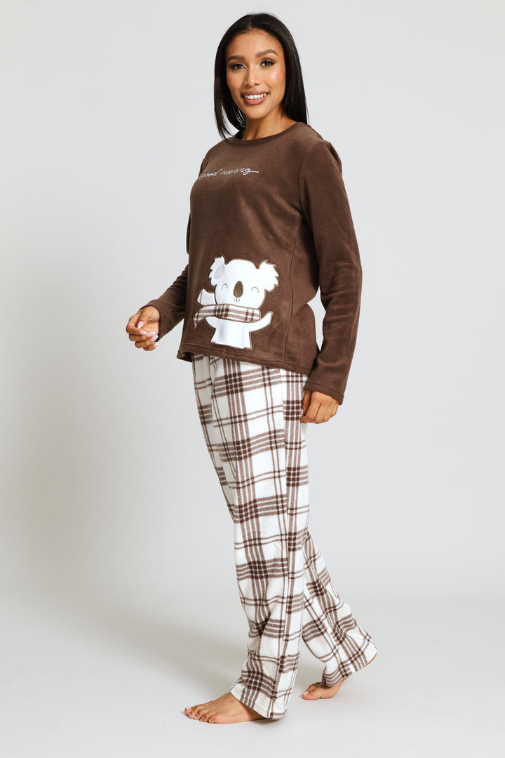 Koala Check Polar Fleece Set - Dark Brown