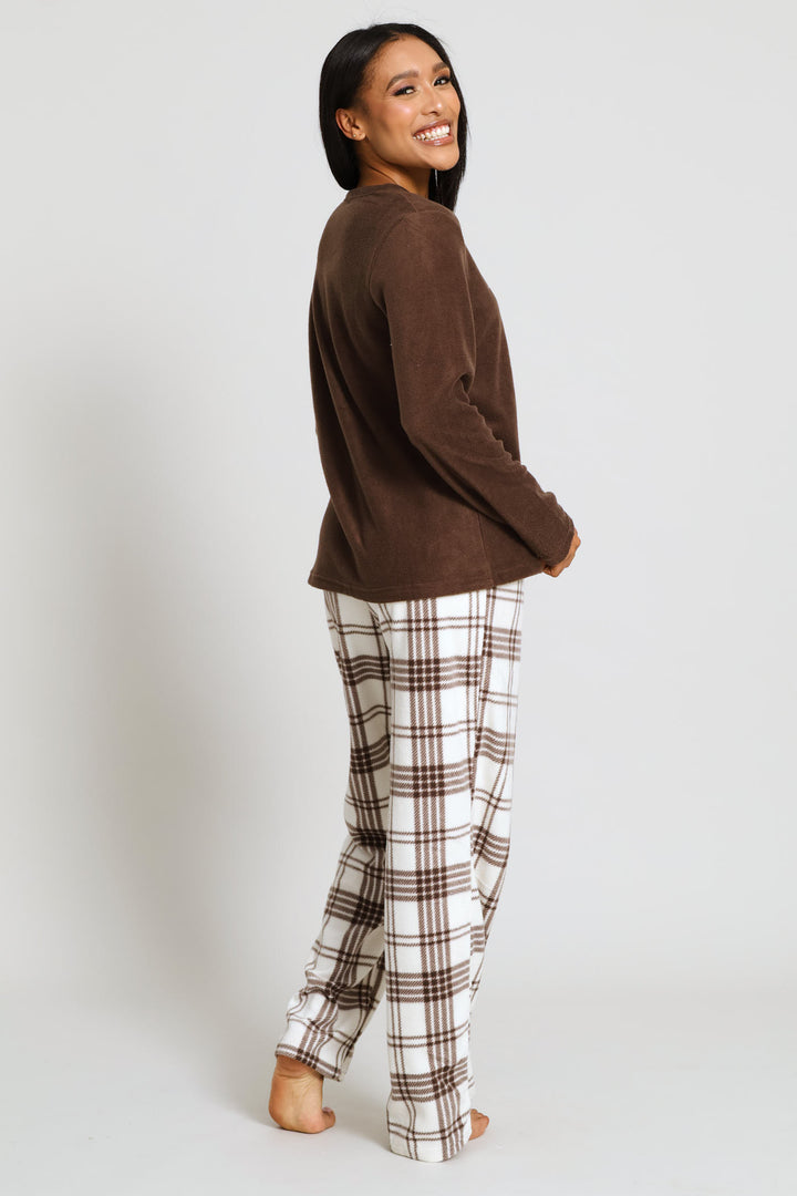Koala Check Polar Fleece Set - Dark Brown