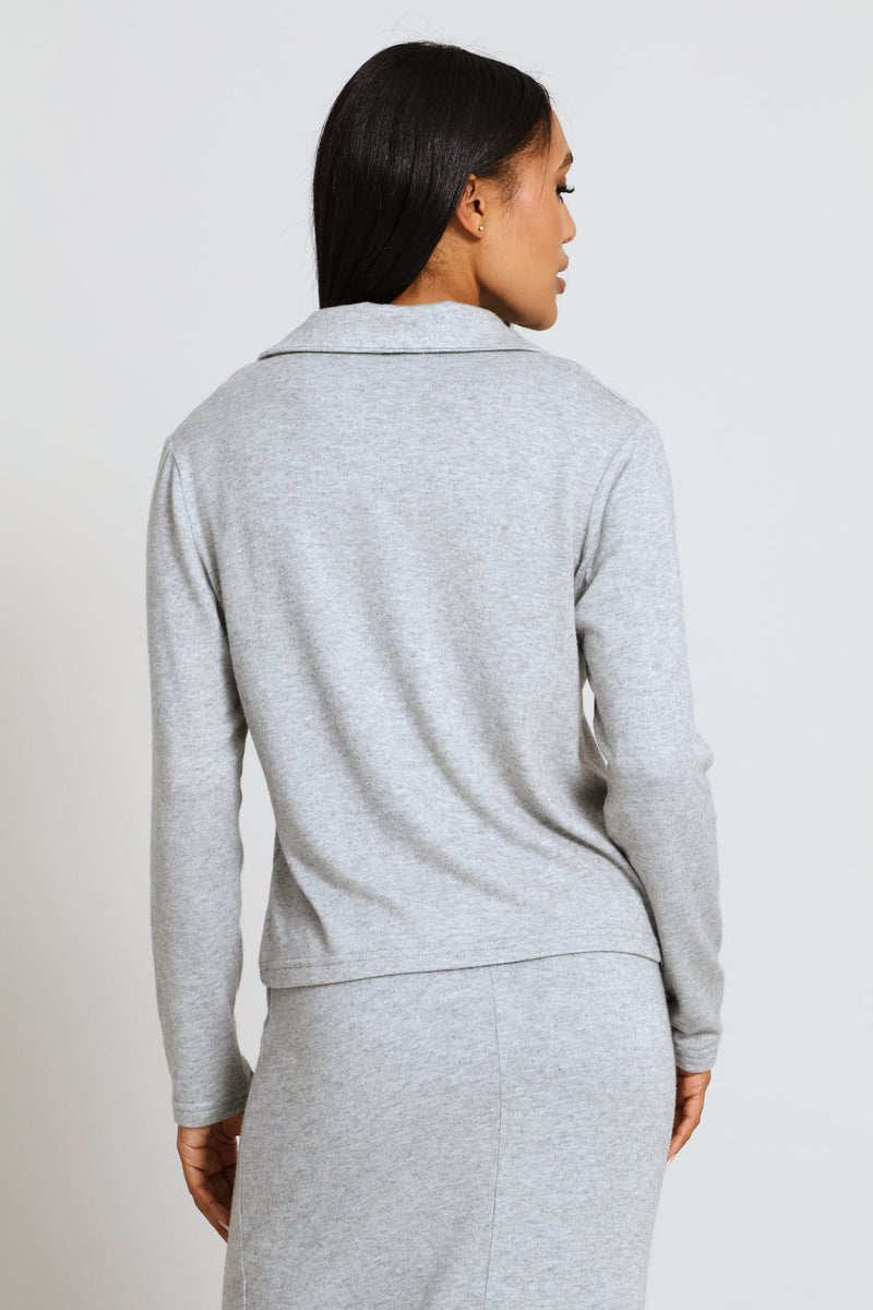Long Sleeve Cut & Sew Luxe Golfer - Grey Melange