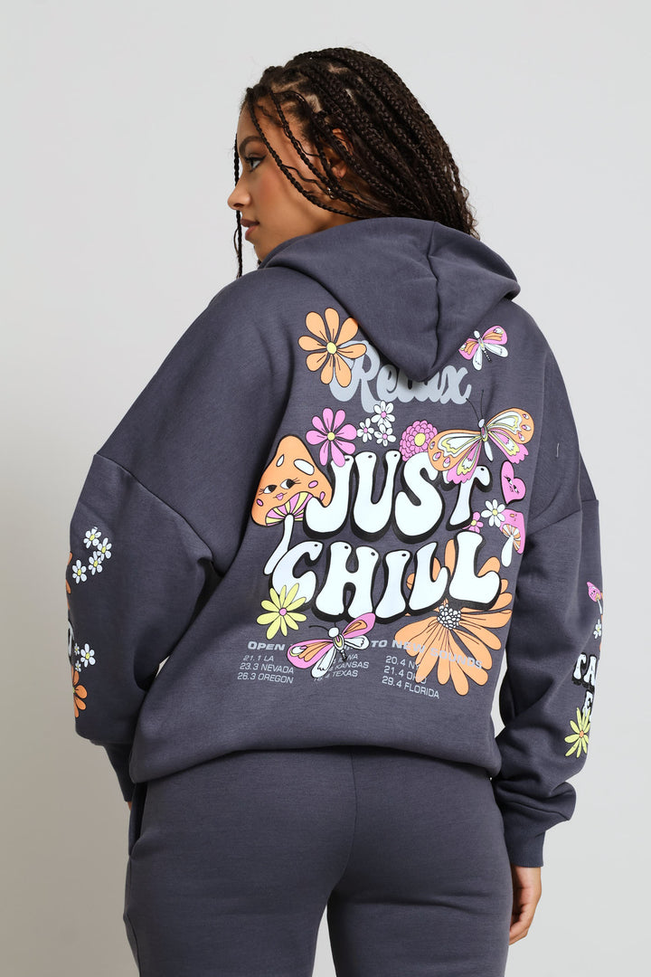 Just Chill Oversized Hoody - Airforce Blue