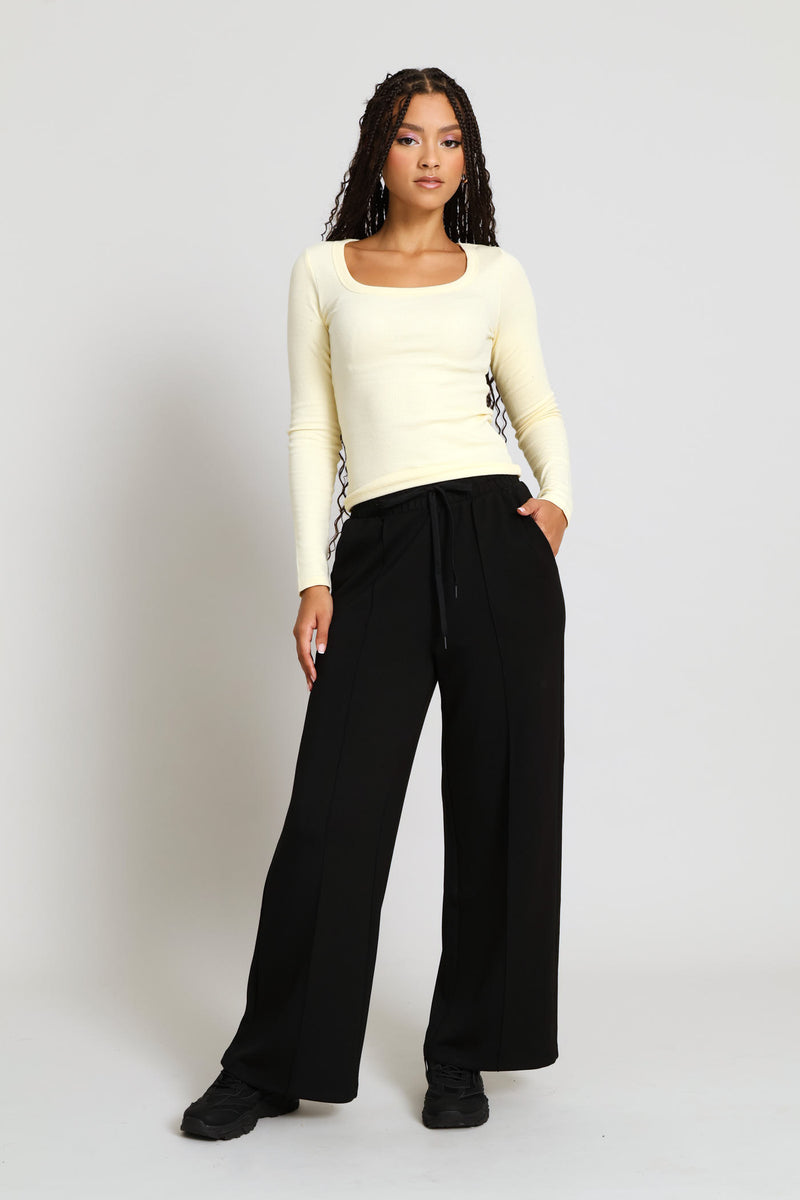 Soft Touch Wide Leg Pants - Black