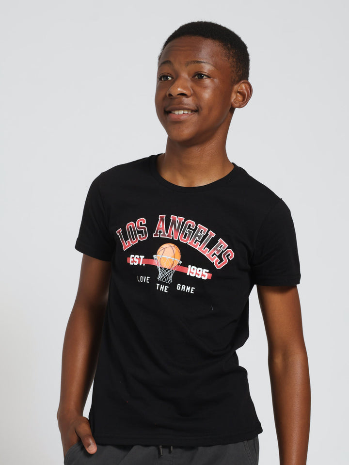 Boys LA Basketball Tee - Black