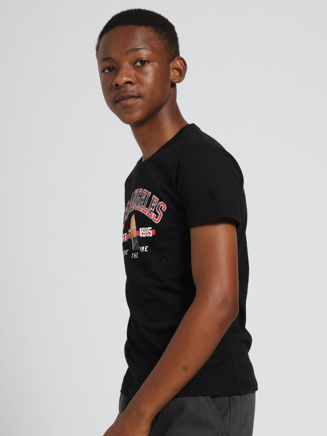Boys LA Basketball Tee - Black
