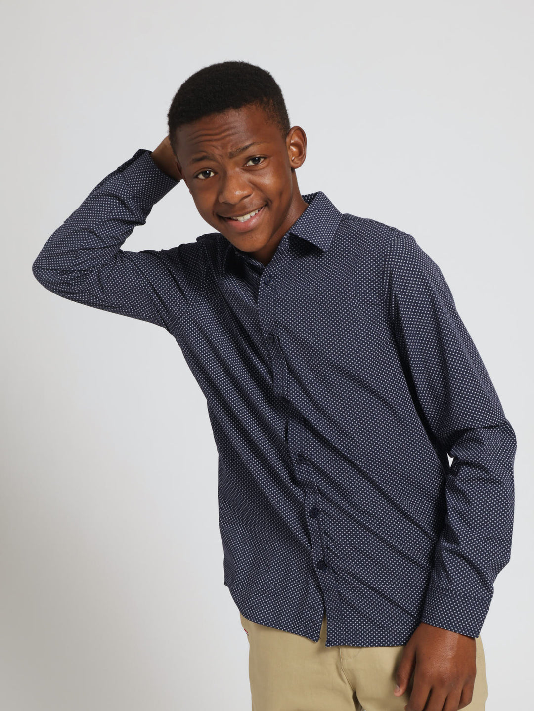 Boys Ditsy Print Shirt - Navy