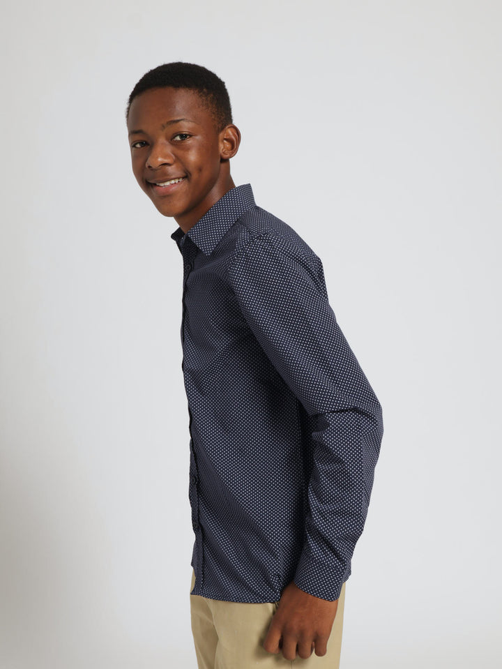 Boys Ditsy Print Shirt - Navy