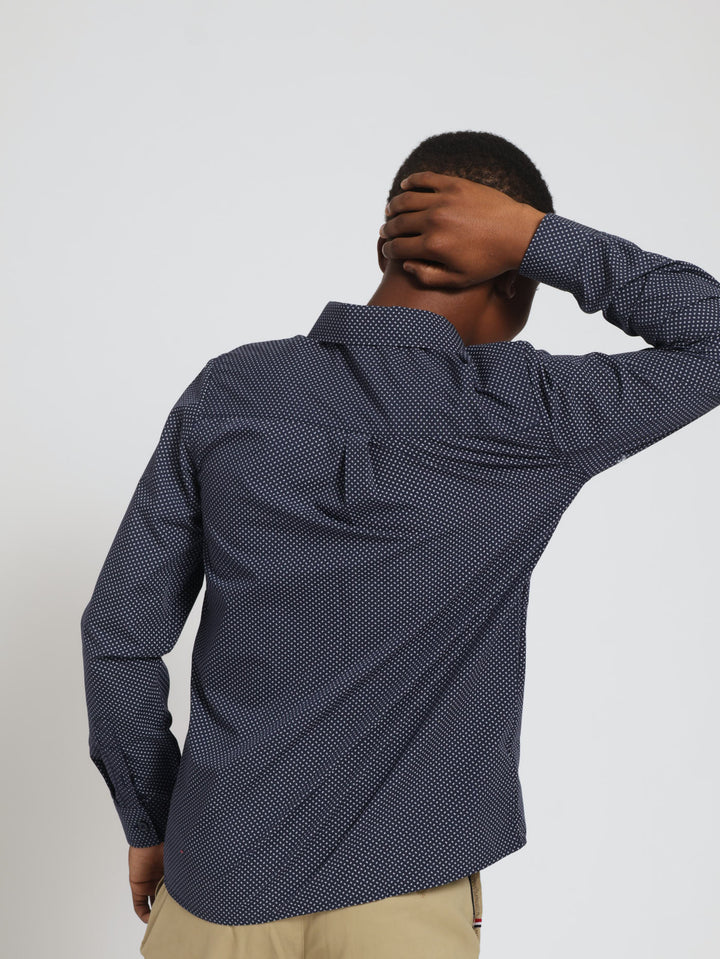 Boys Ditsy Print Shirt - Navy