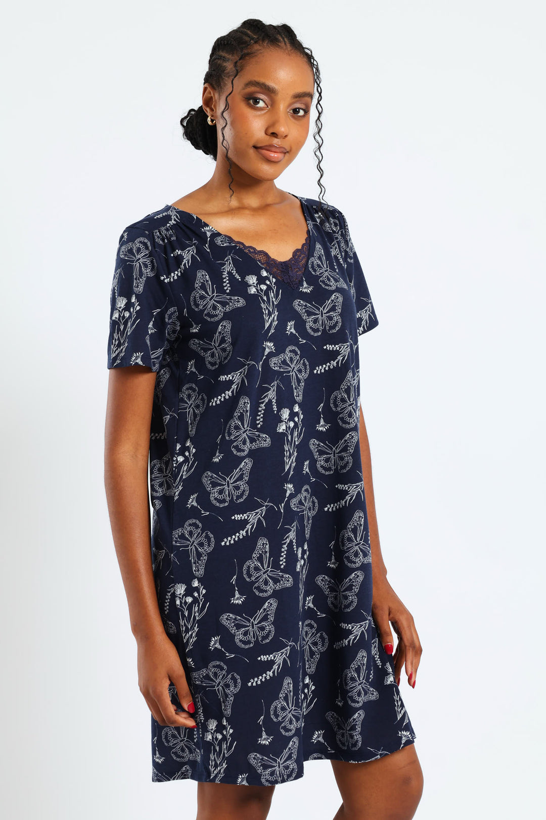 2 Pack Butterflies Sleepshirt - Navy/Light Blue