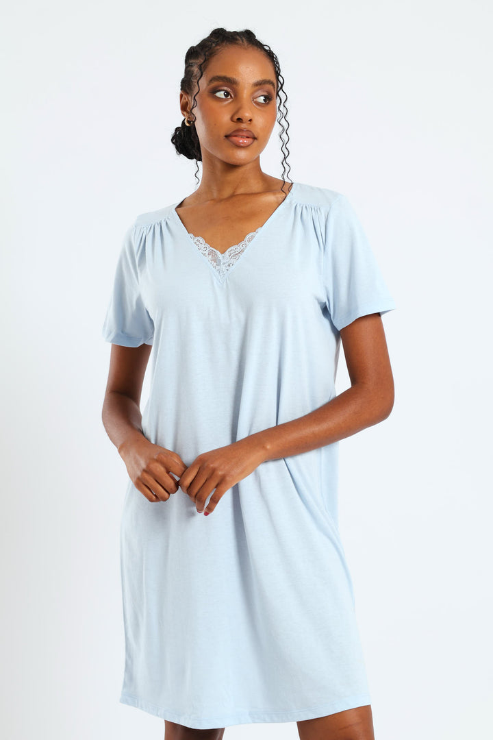 2 Pack Butterflies Sleepshirt - Navy/Light Blue