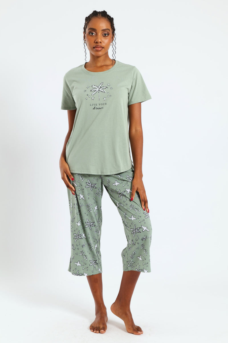Live Your Dream Capri Palm Set - Mid Green