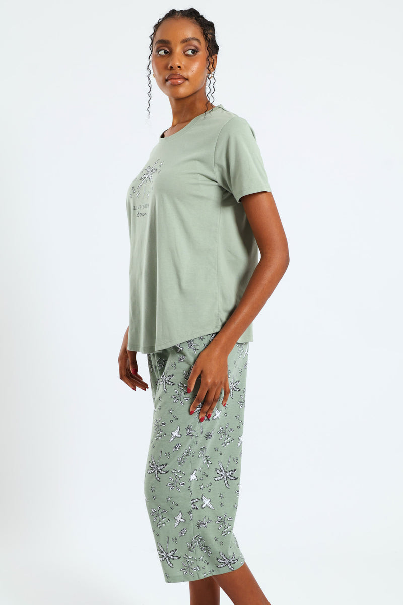 Live Your Dream Capri Palm Set - Mid Green