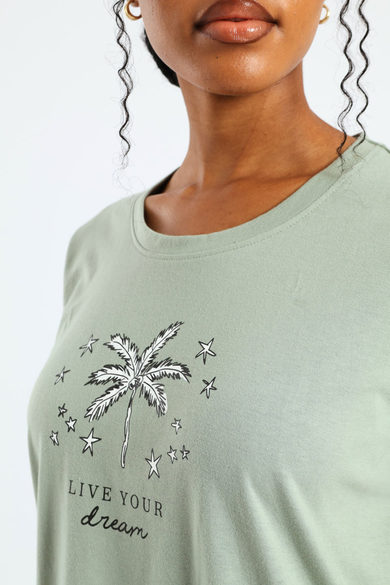 Live Your Dream Capri Palm Set - Mid Green