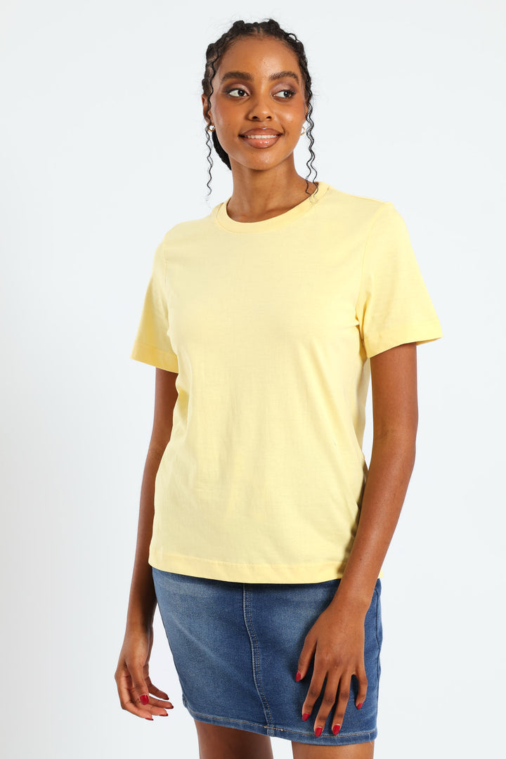 Cotton Boxy Tee - Light Yellow