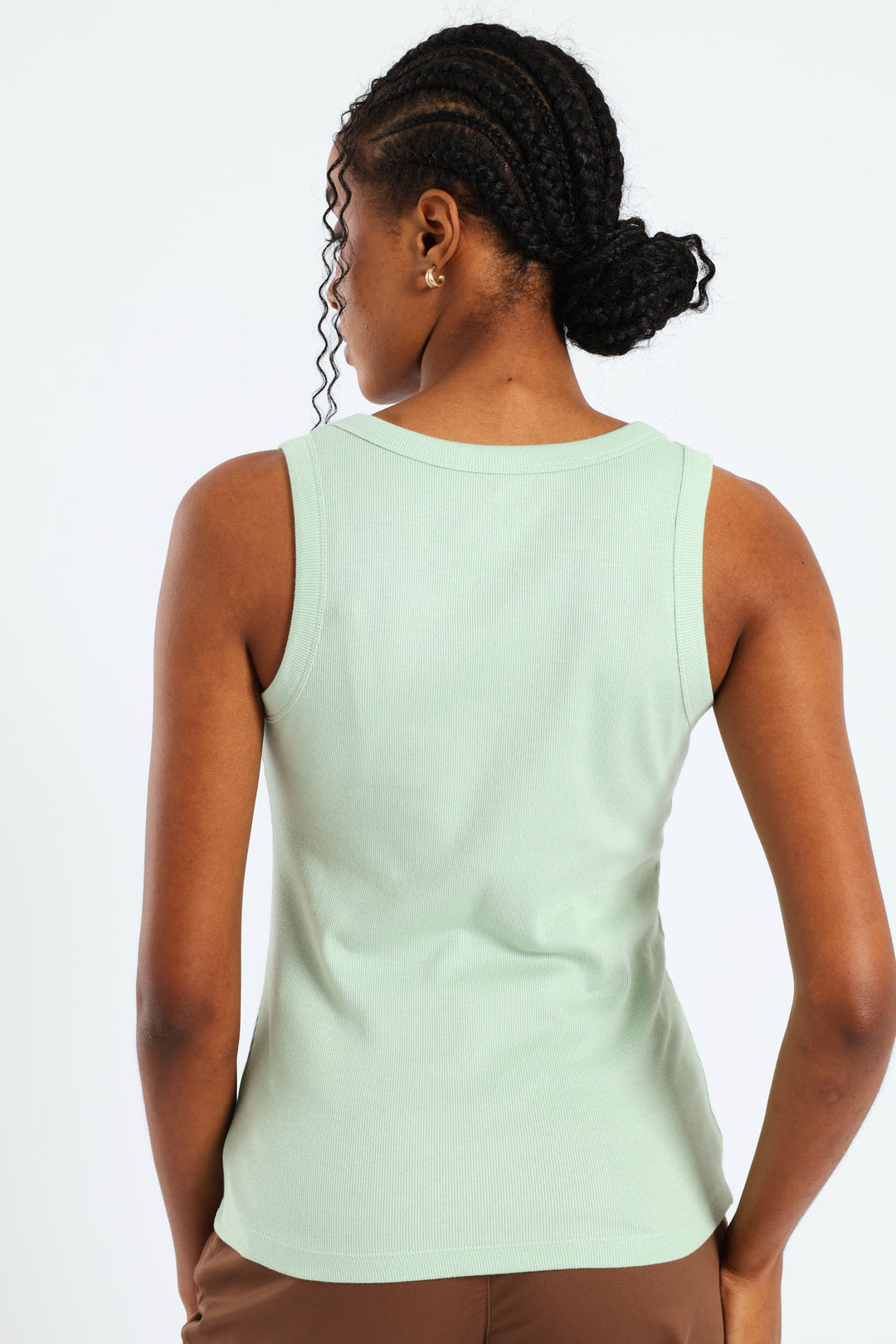 Rib Fitted Tank Top - Pastel Green