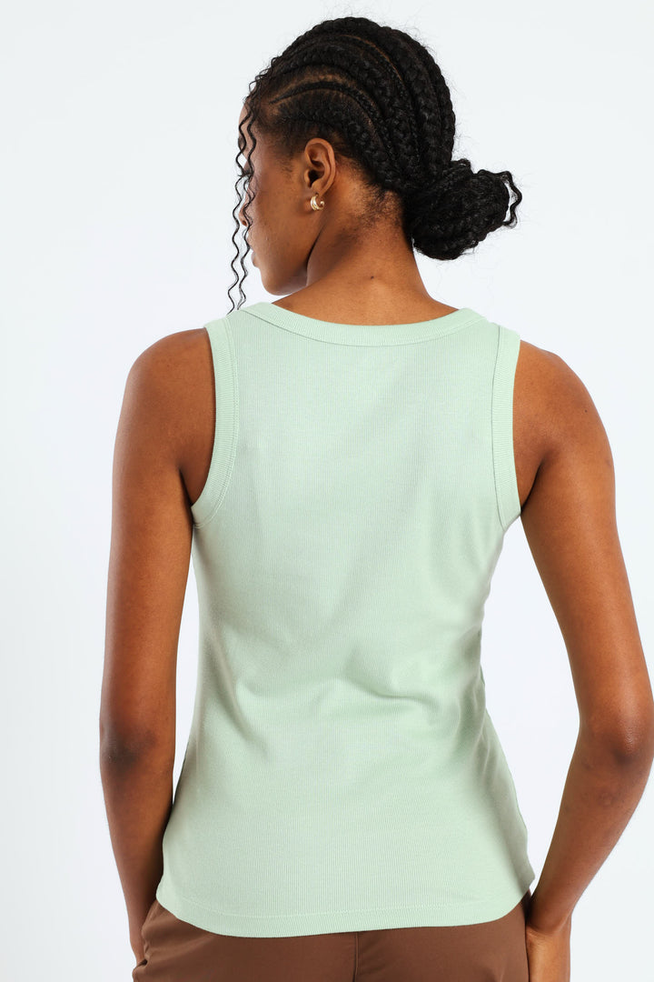 Rib Fitted Tank Top - Pastel Green