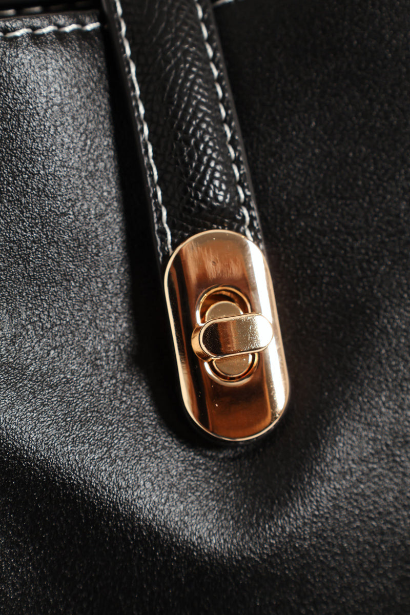 Top Handle Bucket Crossbody Bag - Black