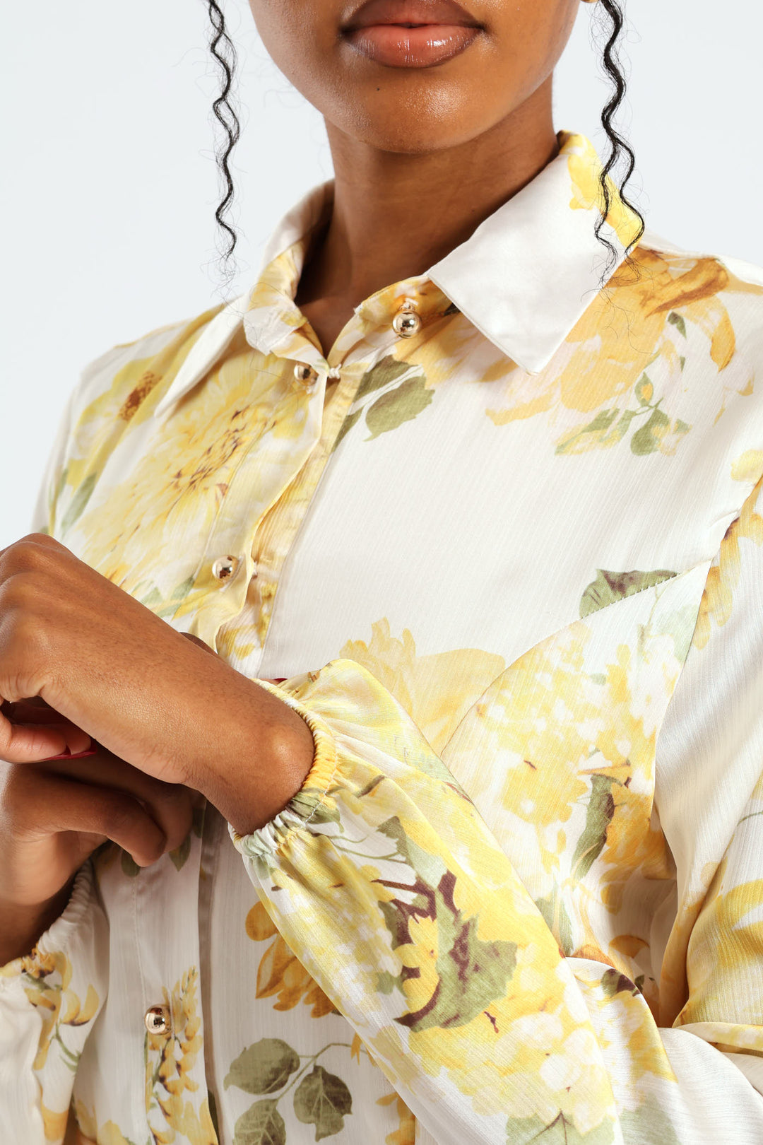 Button Through Belted Godet Tea Dress - Cream