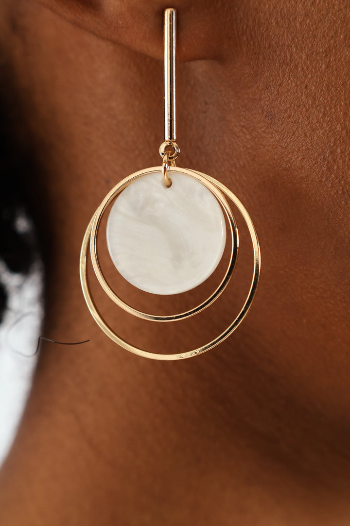 Shell Disc Drop Earrings - Gold