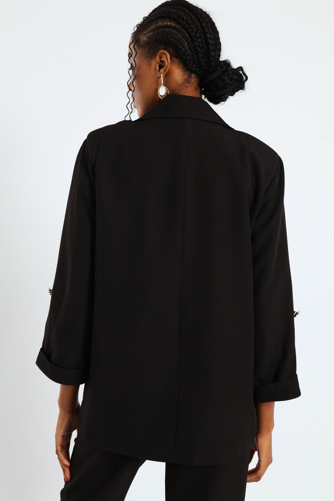 Turn Up Tab Blazer - Black