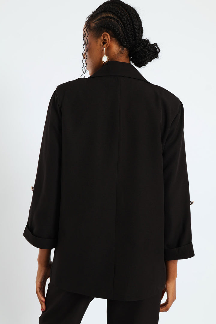 Turn Up Tab Blazer - Black