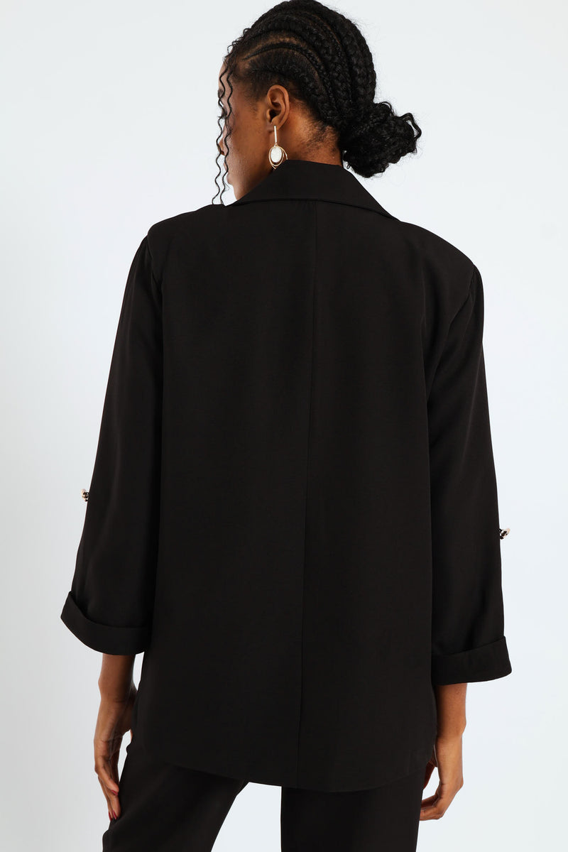 Turn Up Tab Blazer - Black