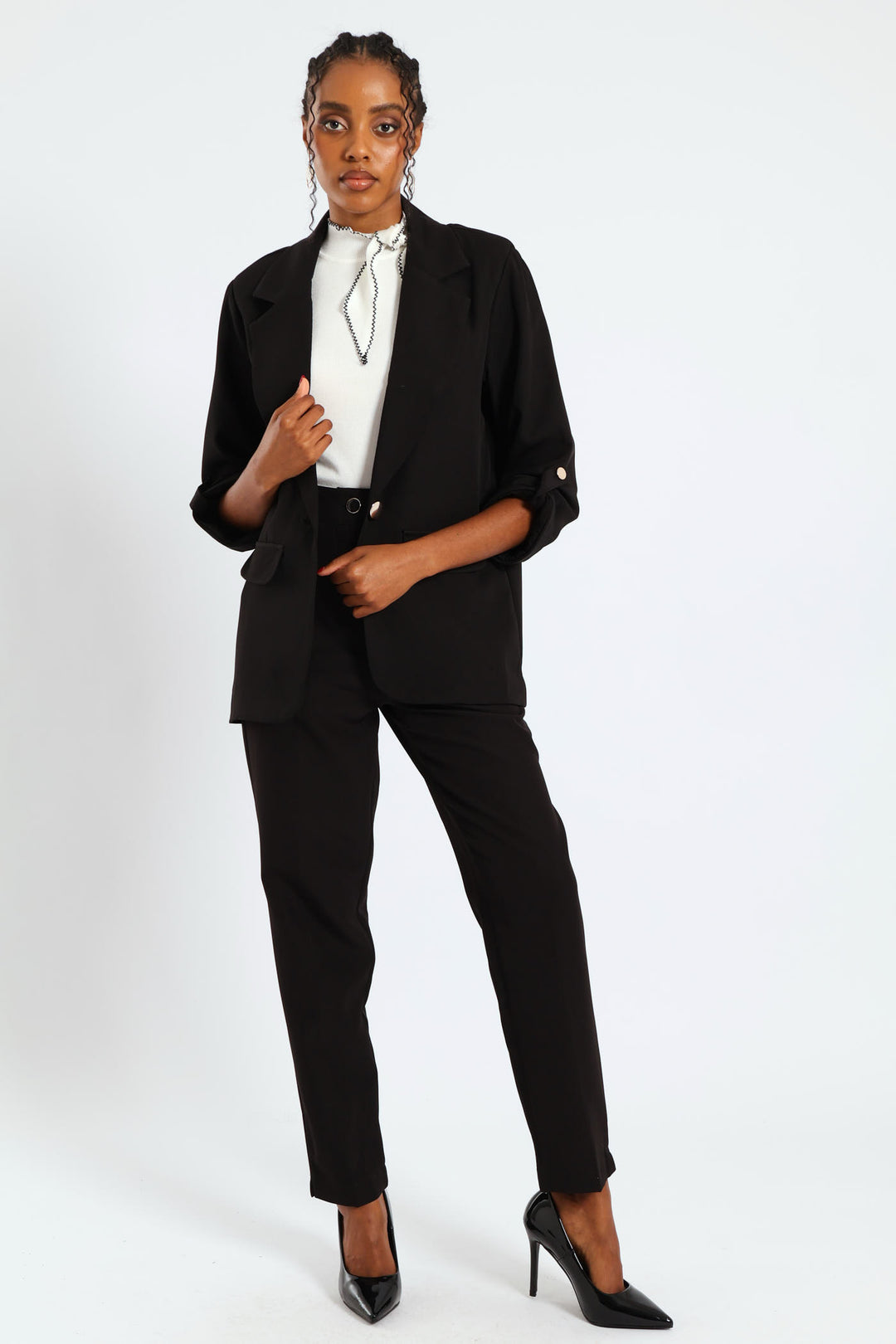 Turn Up Tab Blazer - Black