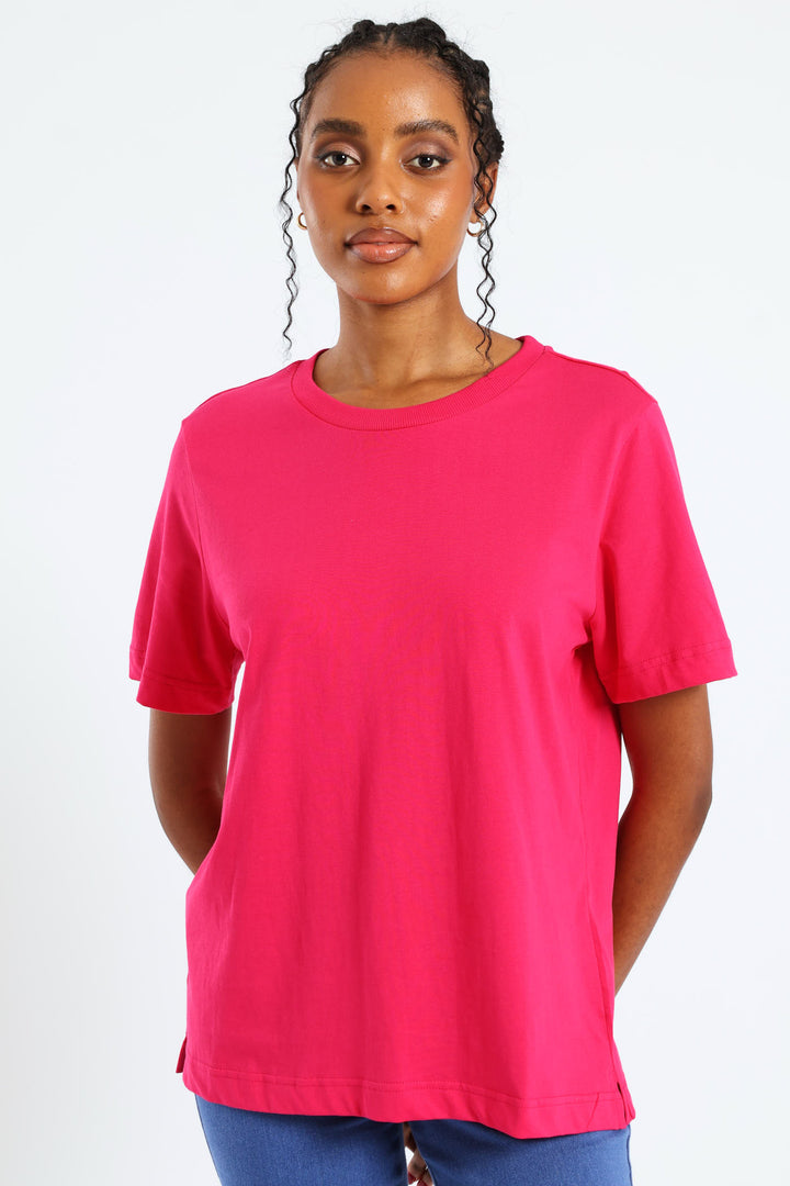 Cotton Boxy Tee - Magenta
