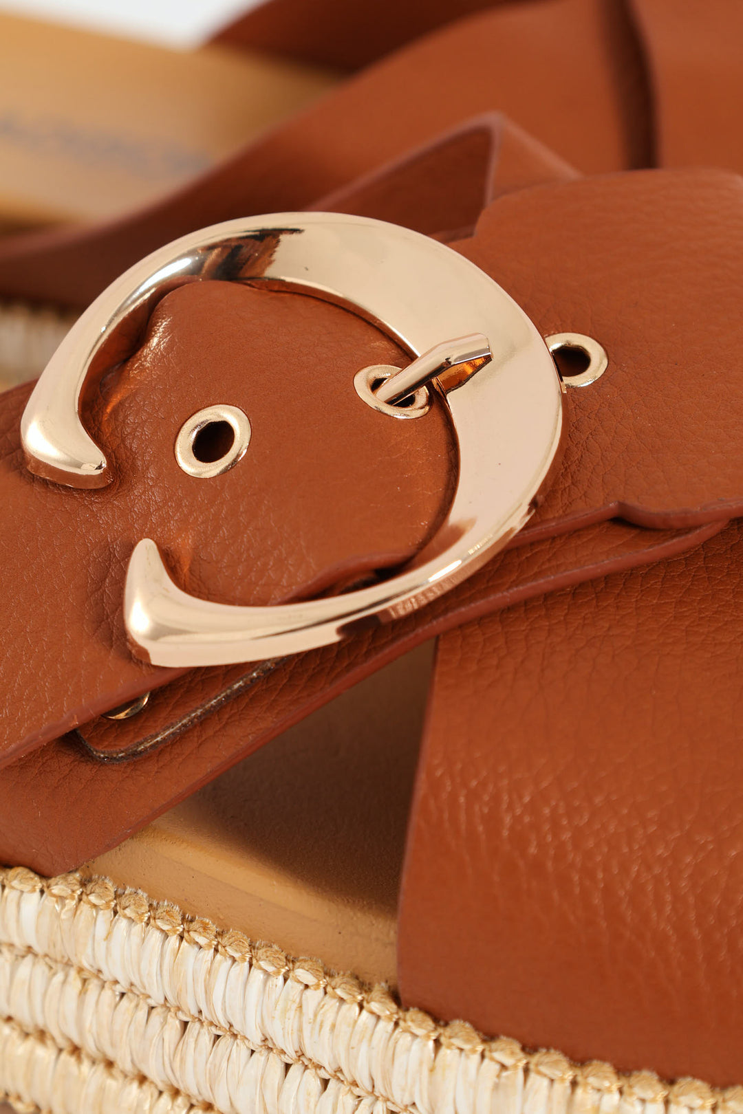 Cross Buckle Strap Platform Sandal - Tan