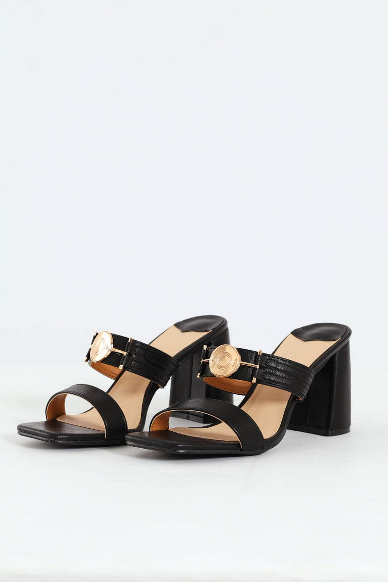 Seona 2 Block Mule Heel - Black