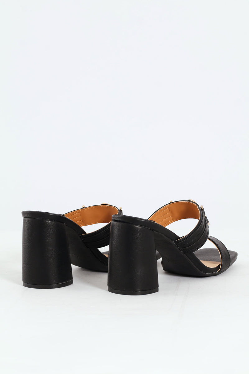 Seona 2 Block Mule Heel - Black