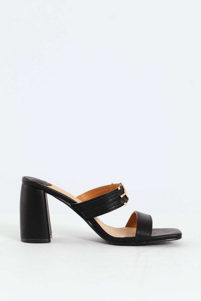 Seona 2 Block Mule Heel - Black