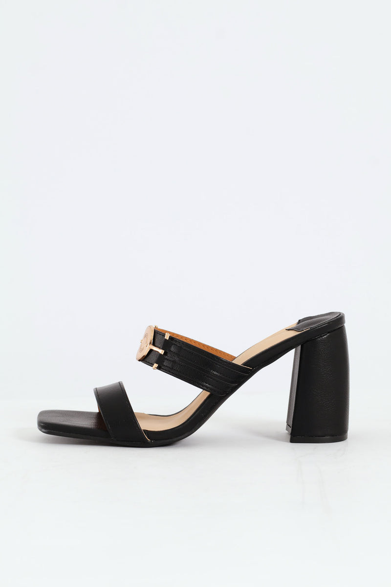 Seona 2 Block Mule Heel - Black