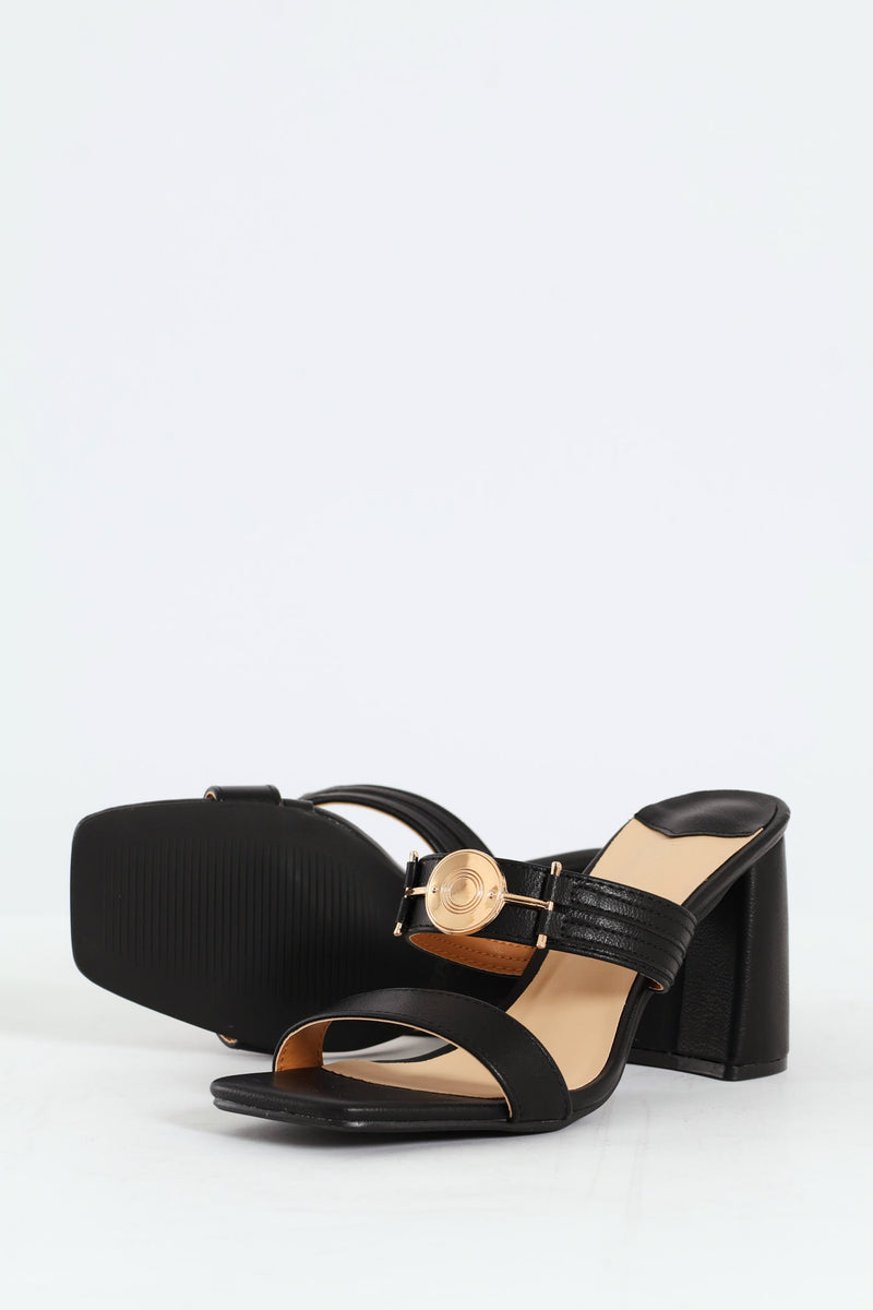 Seona 2 Block Mule Heel - Black