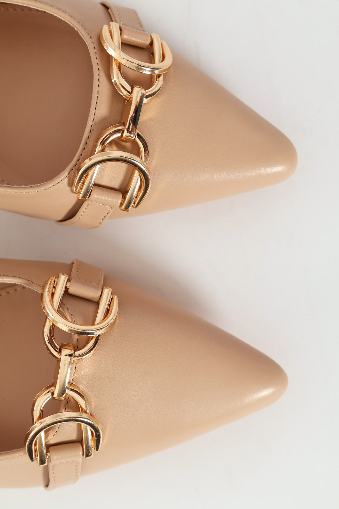 Horseshoe Strap Slingback Block Heel - Nude