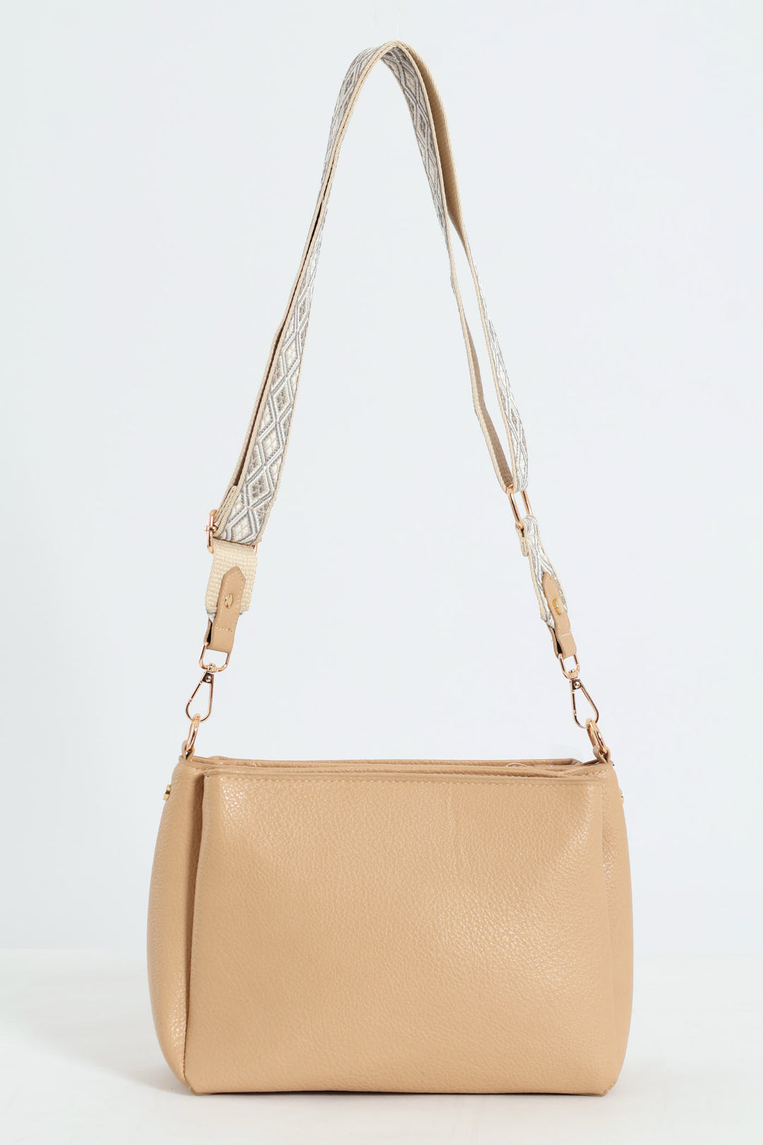 Multi-Compartment Crossbody Bag - Taupe